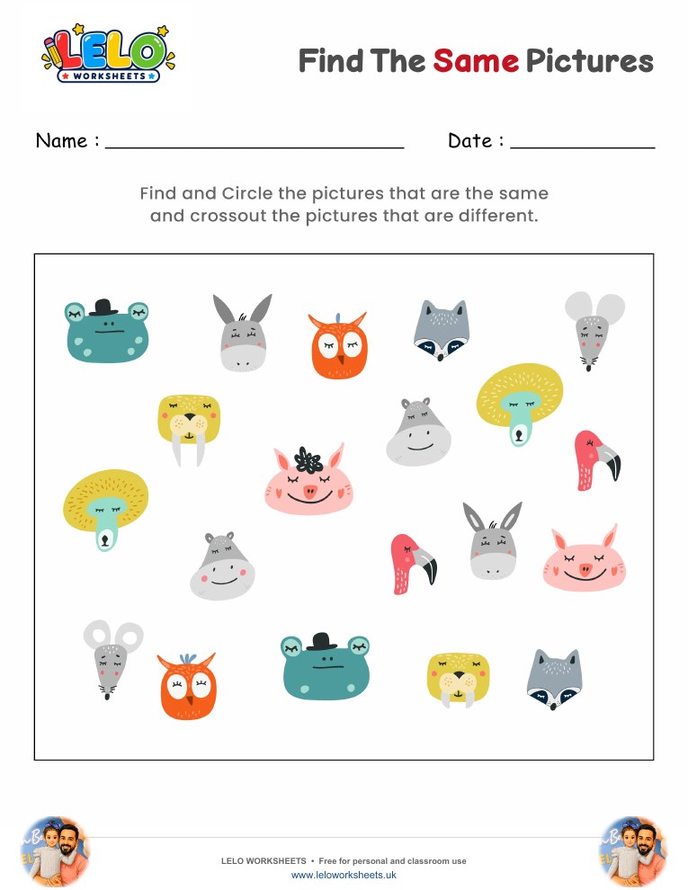 Find the same Pictures Worksheet 3 worksheet preview