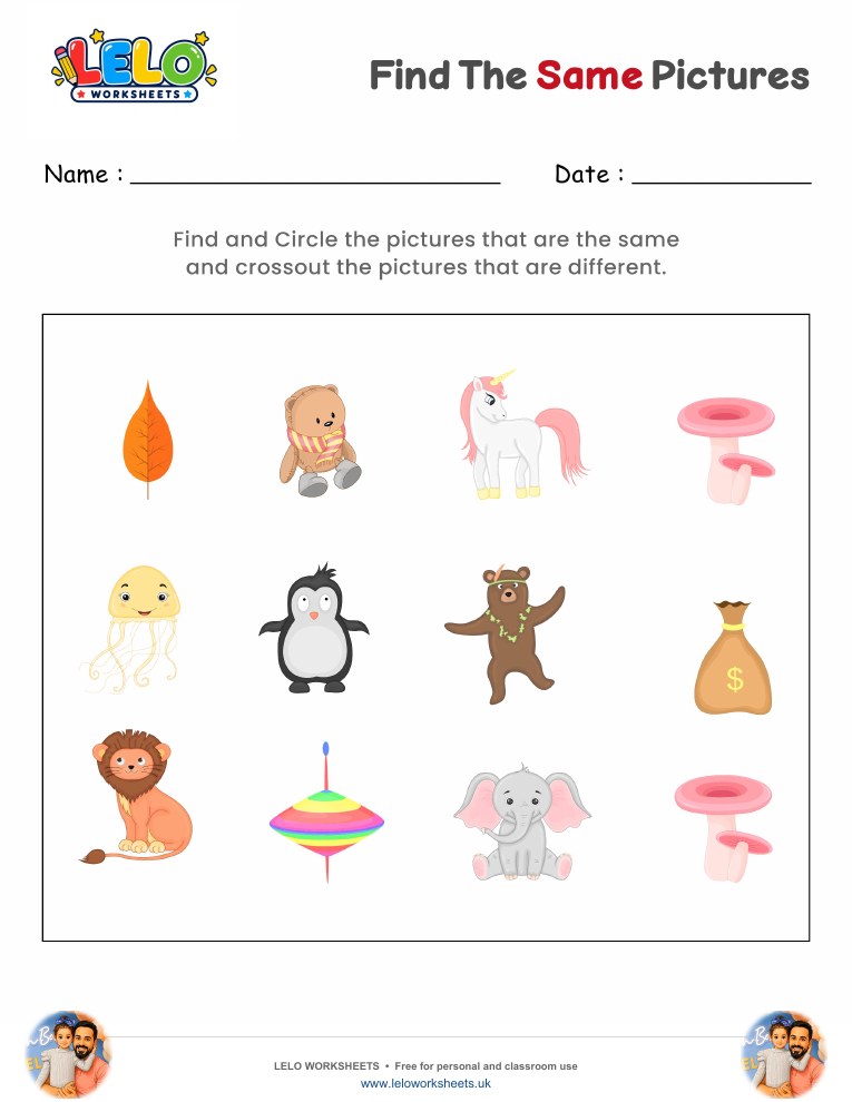 Find the same Pictures Worksheet 4 worksheet preview