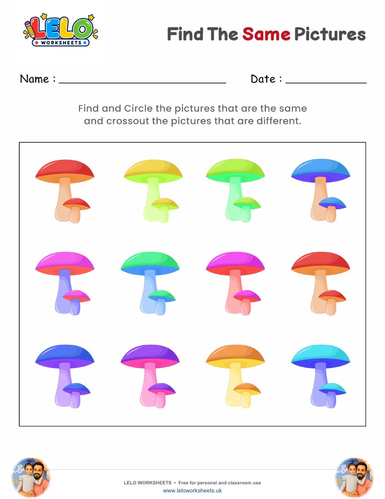 Find the same Pictures Worksheet 5 worksheet preview