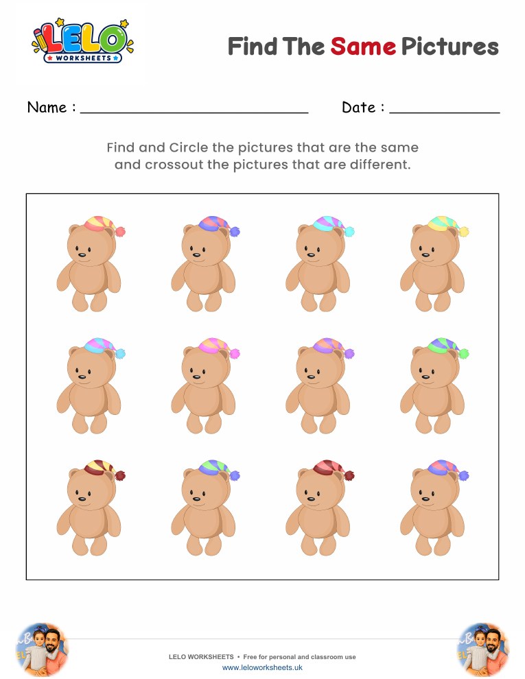 Find the same Pictures Worksheet 6 worksheet preview