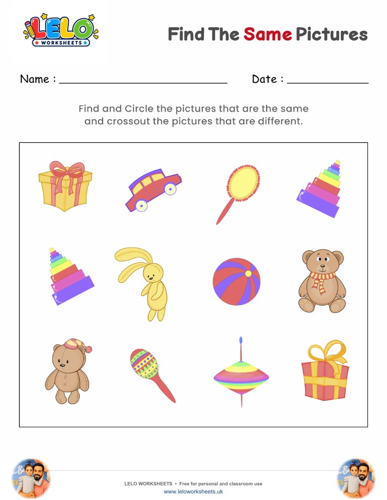 Find the same Pictures Worksheet 7 worksheet preview