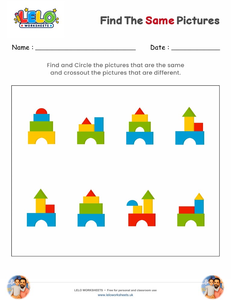 Find the same Towers Worksheet worksheet preview