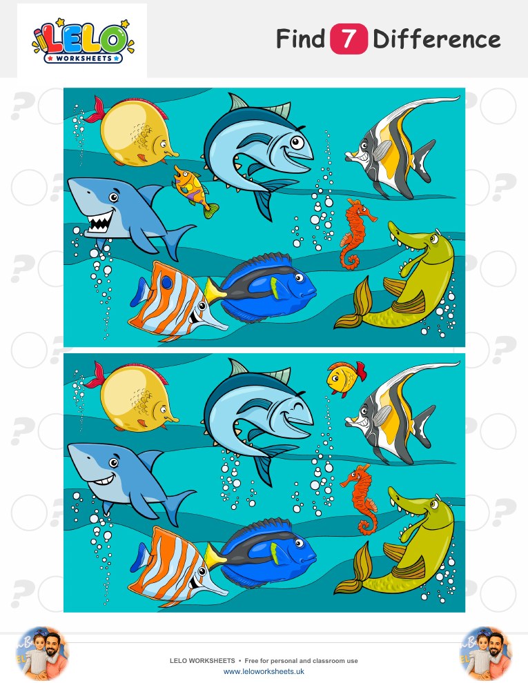 Fish Spot the Difference Worksheet worksheet preview