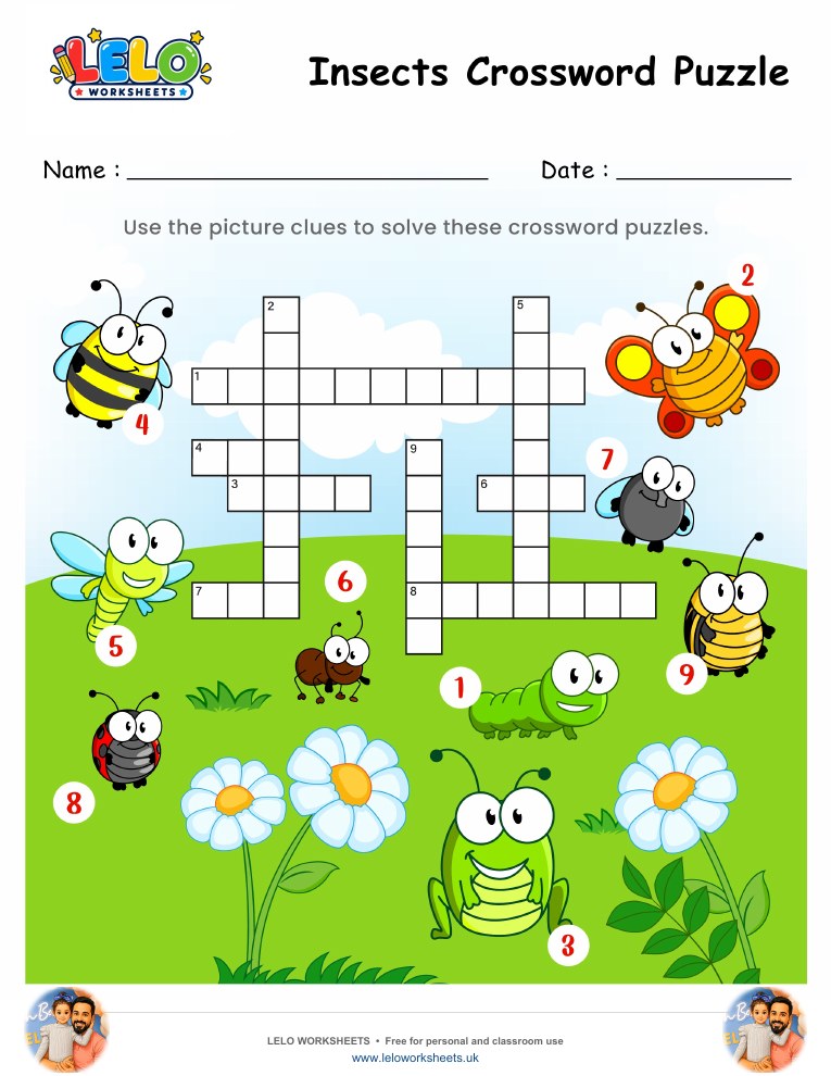 Insects Crossword Puzzle Worksheet worksheet preview