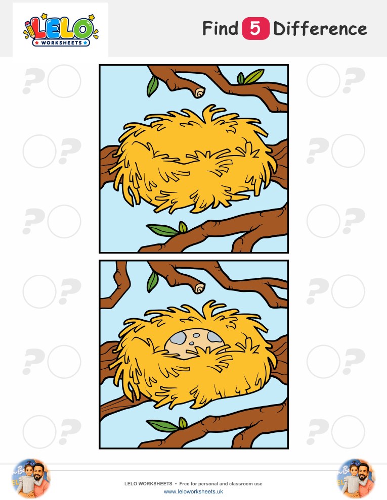 Nest Spot the Difference Worksheet worksheet preview