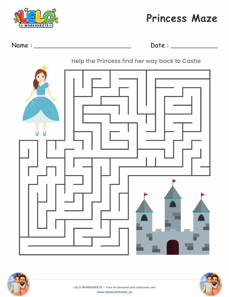 Princess Maze worksheet worksheet preview