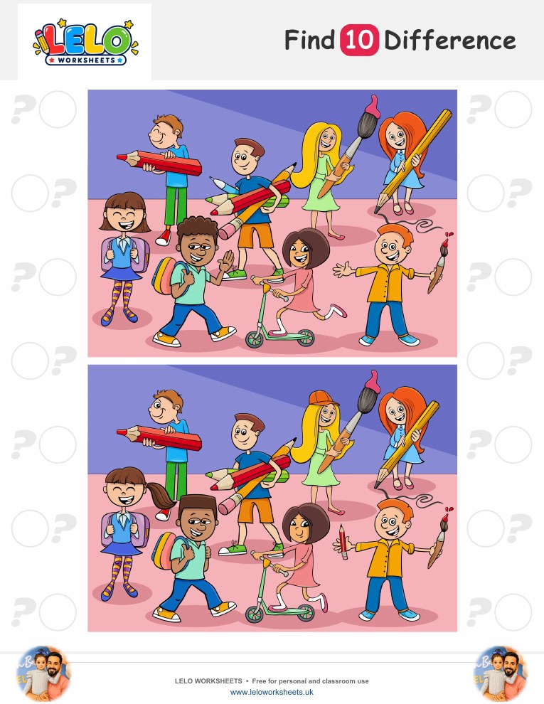 Pupils Spot the Difference Worksheet worksheet preview