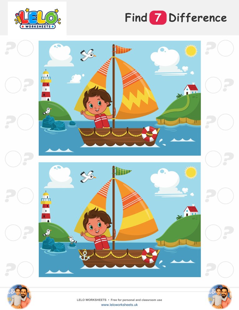 Sail Spot the Difference Worksheet worksheet preview
