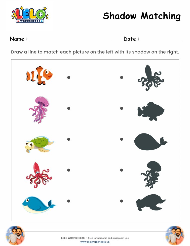 Shadow Matching Fish Worksheet worksheet preview