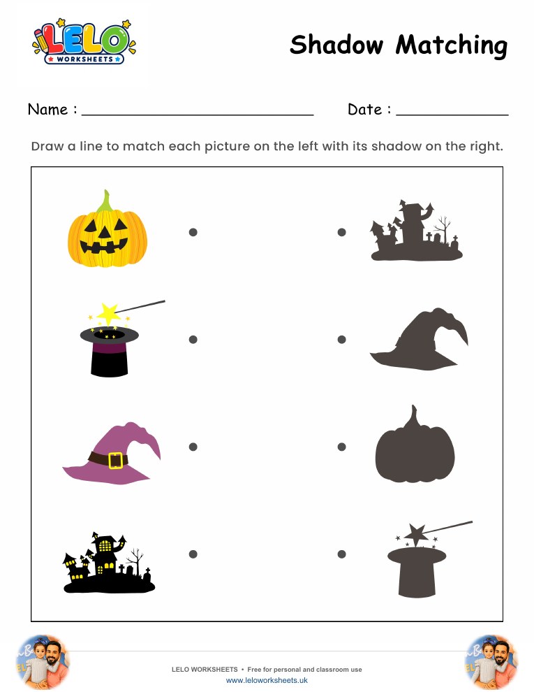 Shadow Matching Halloween Worksheet worksheet preview