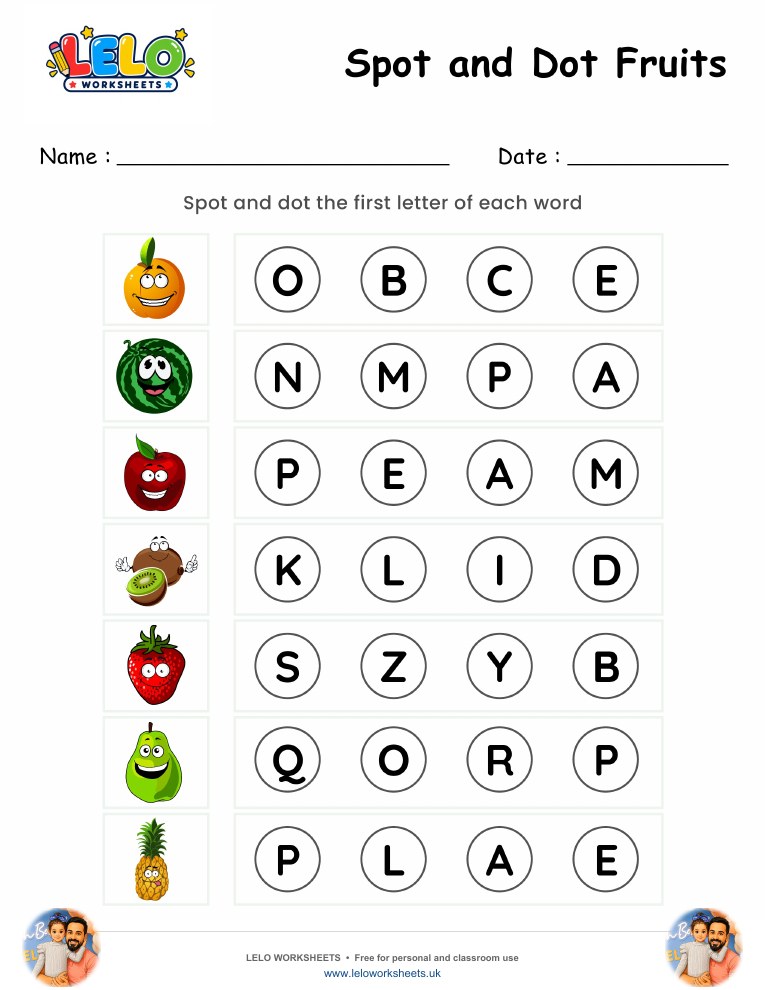 Spot and Dot Worksheet worksheet preview