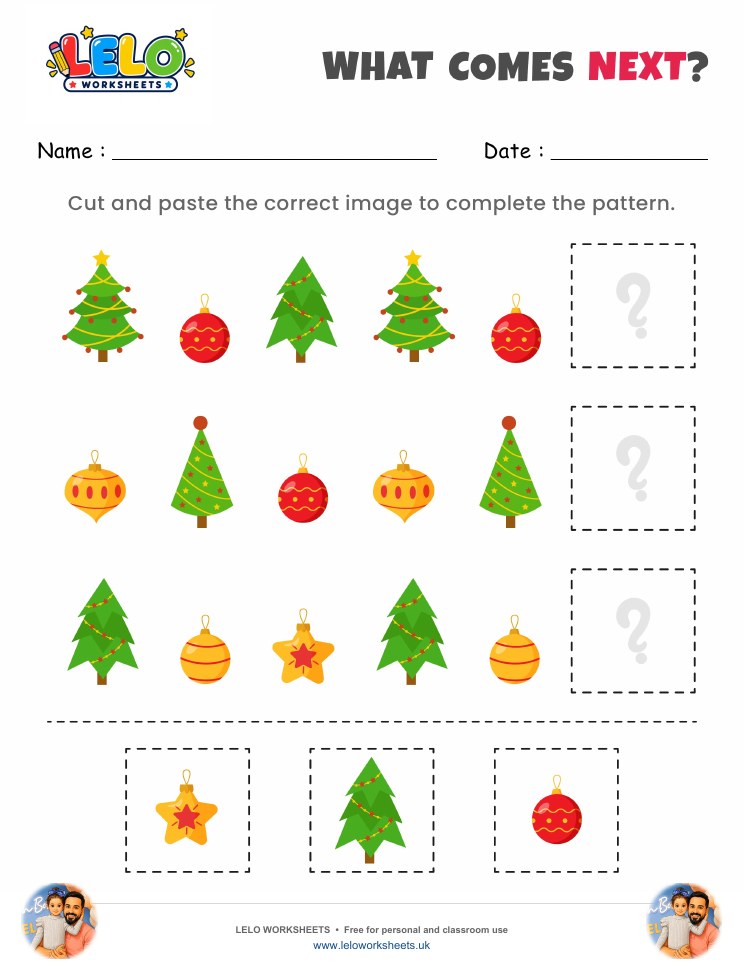 What comes next Christmas Worksheet worksheet preview