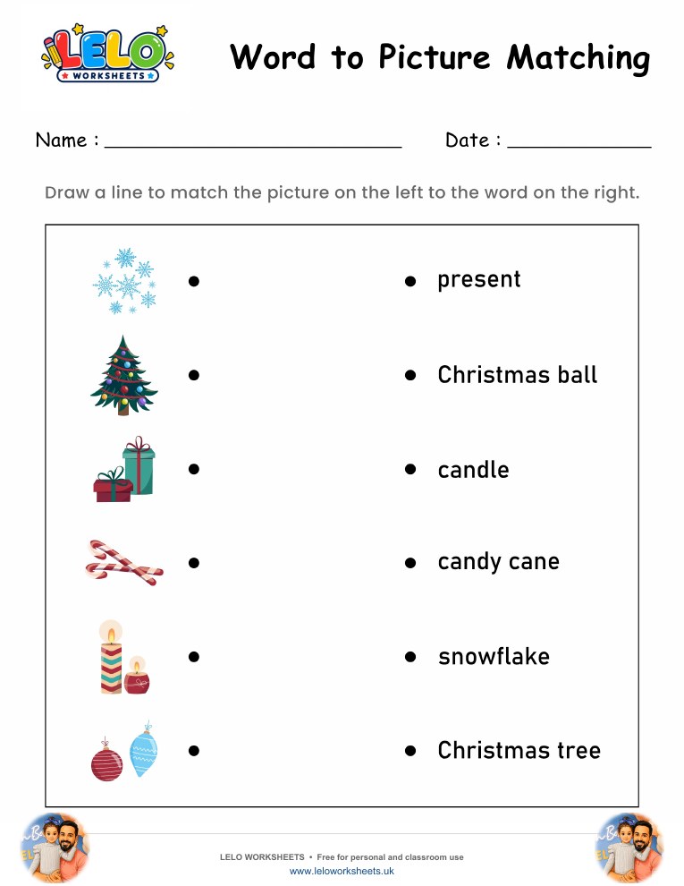 Word to Picture Matching Worksheet 10 worksheet preview