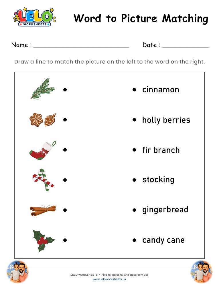 Word to Picture Matching Worksheet 11 worksheet preview