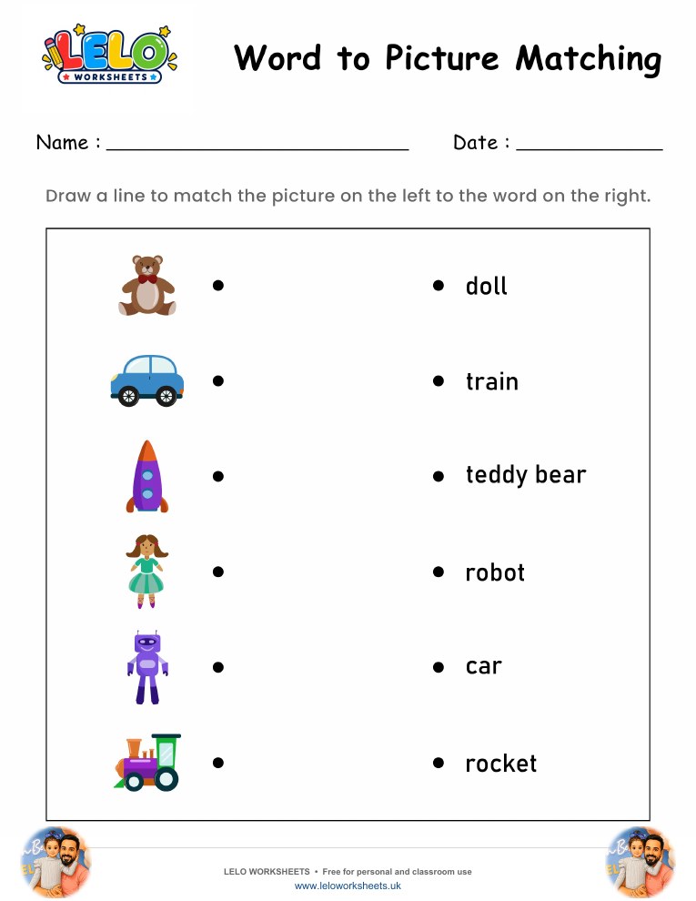 Word to Picture Matching Worksheet 8 worksheet preview