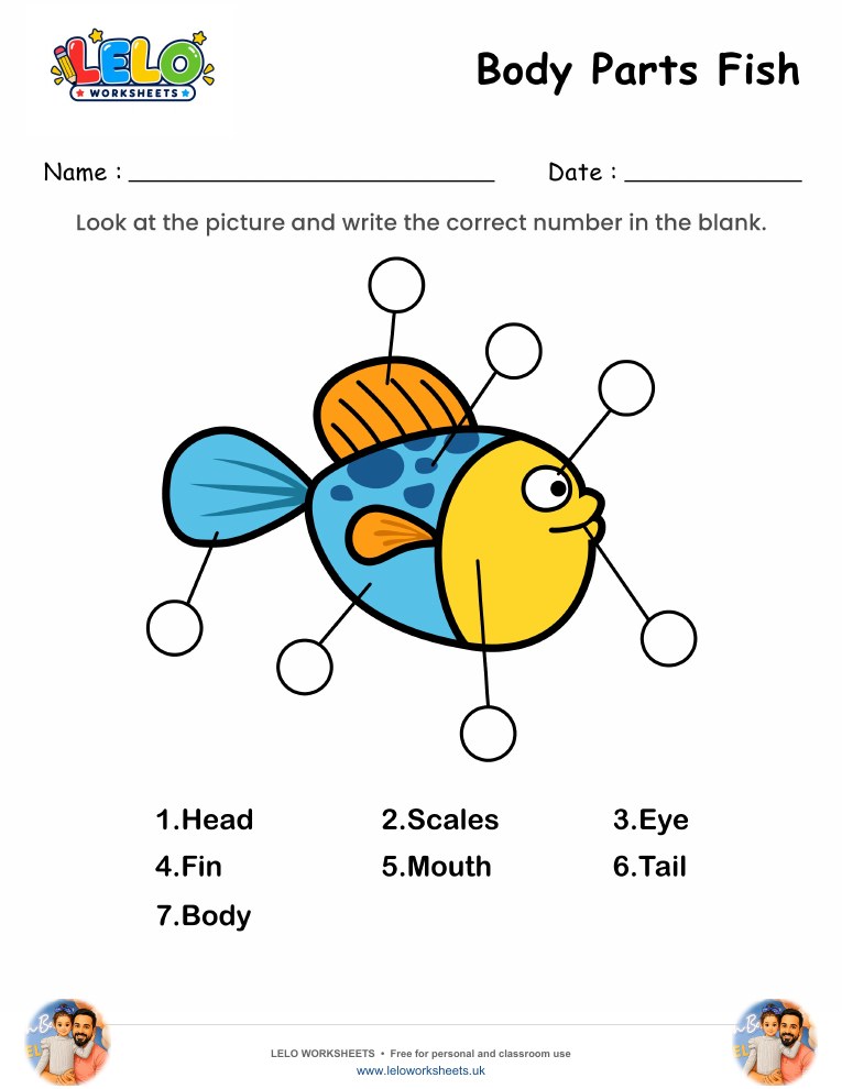 Label the Body Parts of Fish Worksheet worksheet preview