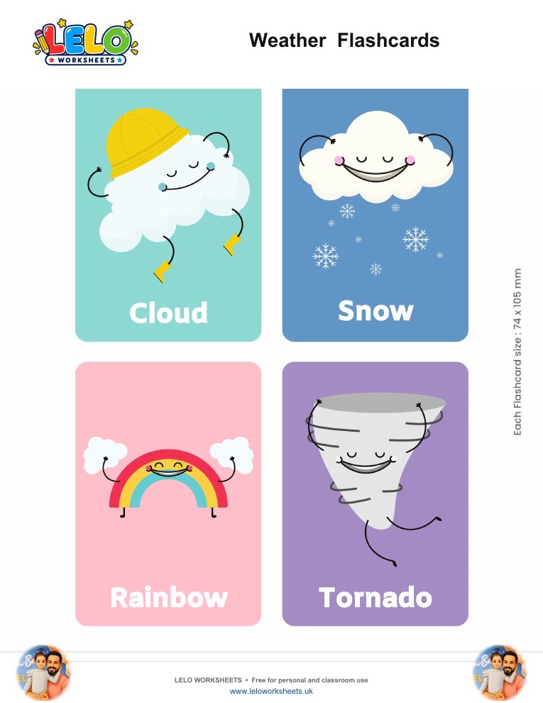 weather and seasons Flashcards worksheet preview