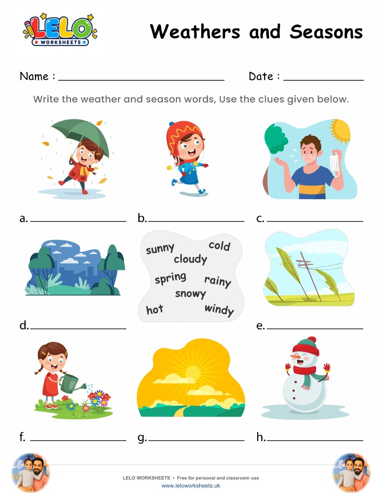Weathers and Seasons Worksheet worksheet preview