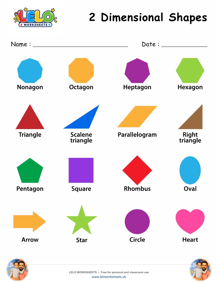 2D Shapes Worksheet worksheet preview
