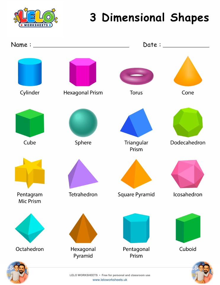 3D Shapes Worksheet worksheet preview