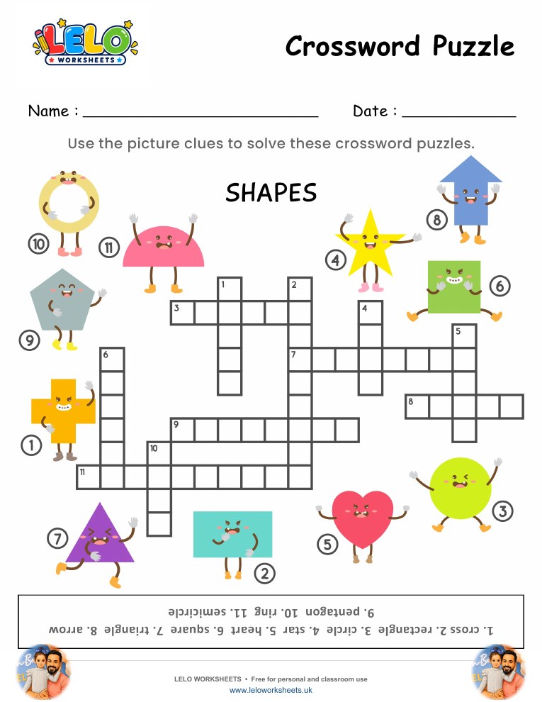 Crossword Puzzle Shapes Worksheet worksheet preview