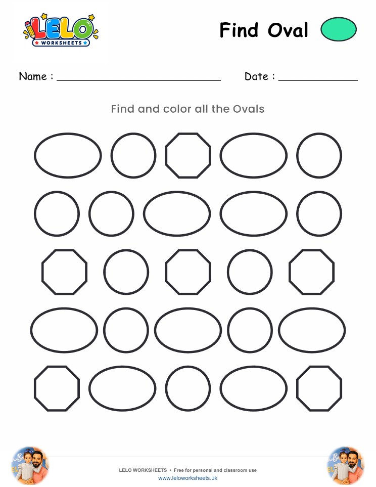 Find Oval Worksheet worksheet preview