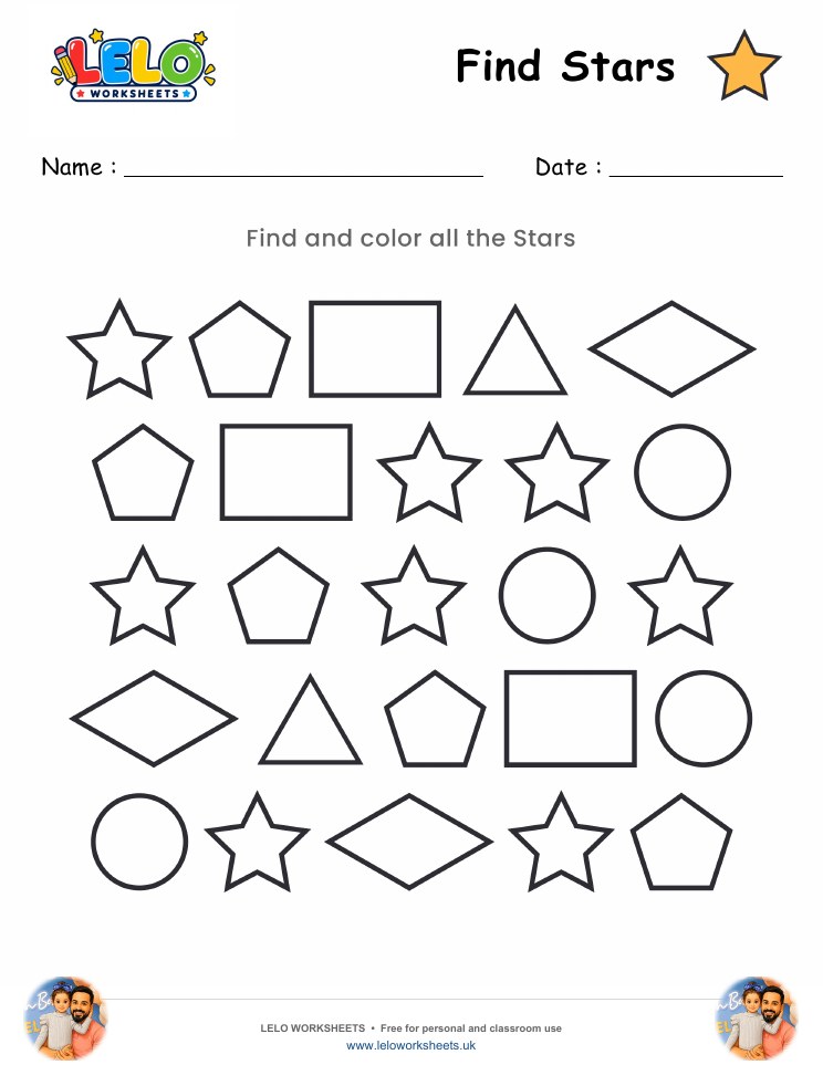 Find Star Worksheet worksheet preview