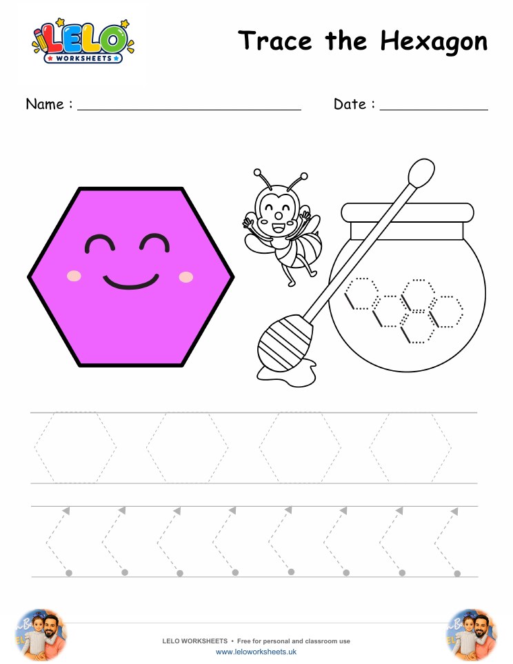 Hexagon Tracing Worksheet worksheet preview