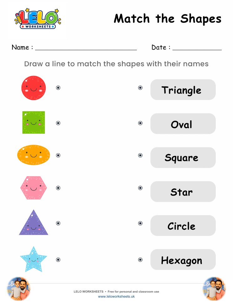 Match the Shapes Worksheet worksheet preview