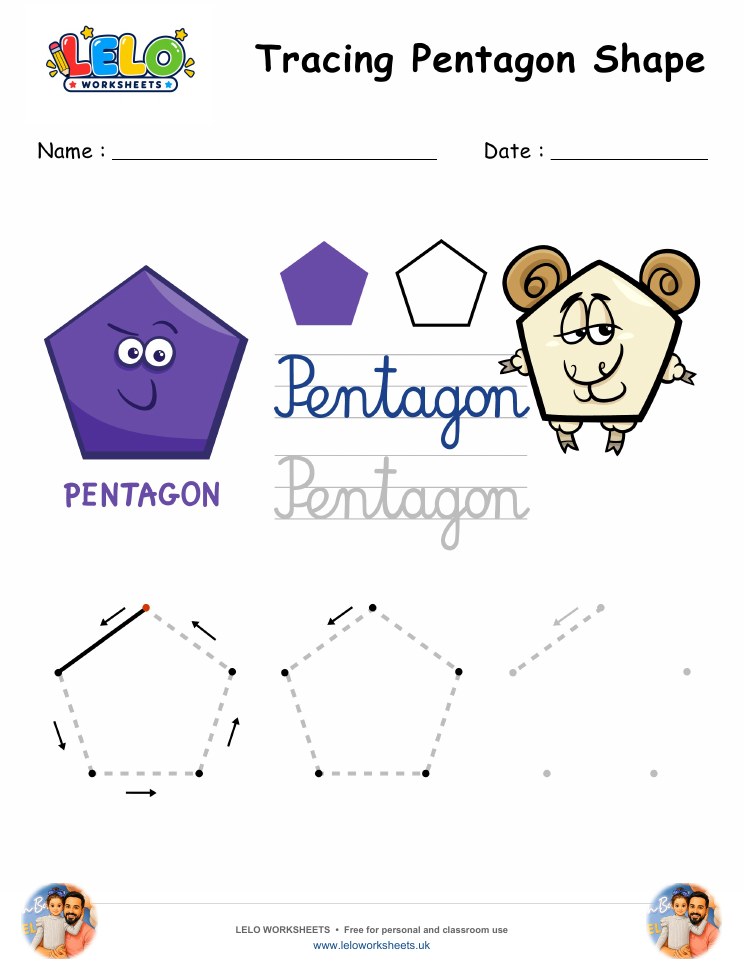Pentagon Shape Worksheet worksheet preview