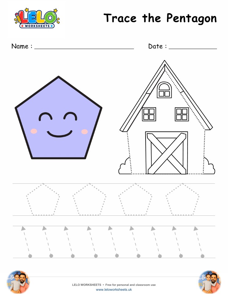 Pentagon Tracing Worksheet worksheet preview