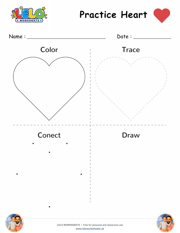 Practice Heart Worksheet worksheet preview