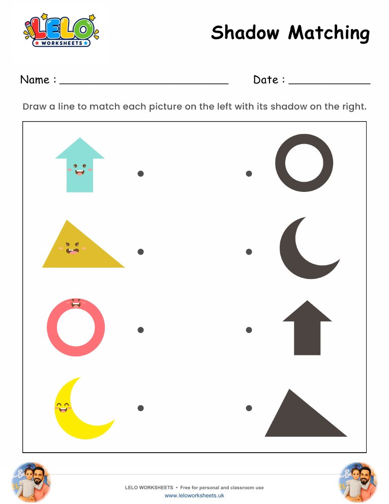 Shadow Matching Shapes Worksheet worksheet preview
