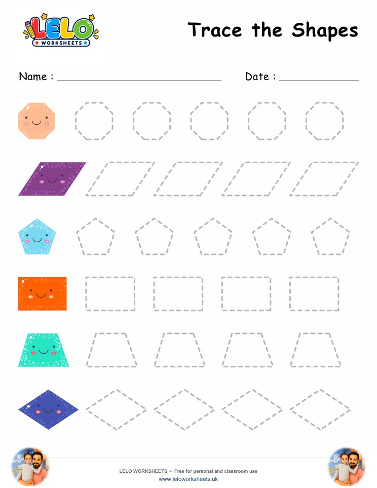 Trace the Shapes Worksheet worksheet preview