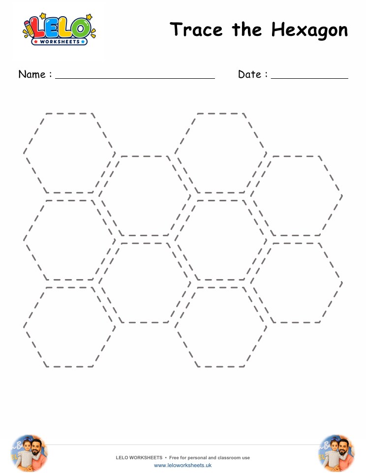 Tracing Hexagon Worksheet worksheet preview