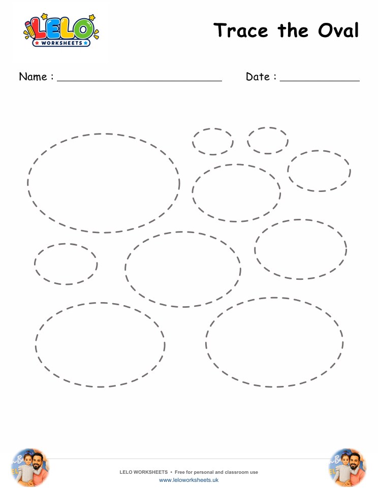Tracing Oval Worksheet worksheet preview