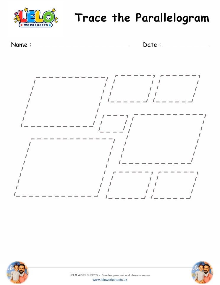 Tracing Parallelogram Worksheet worksheet preview