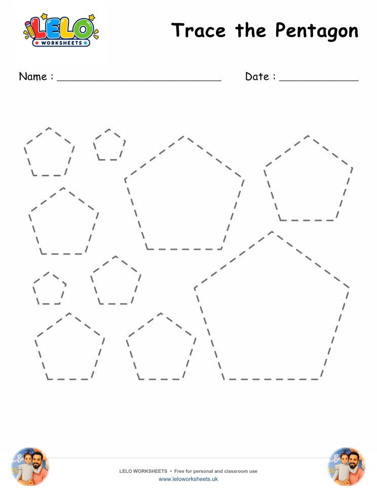Tracing Pentagon Worksheet worksheet preview