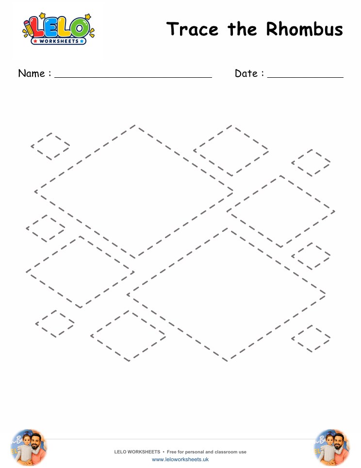 Tracing Rhombus Worksheet worksheet preview