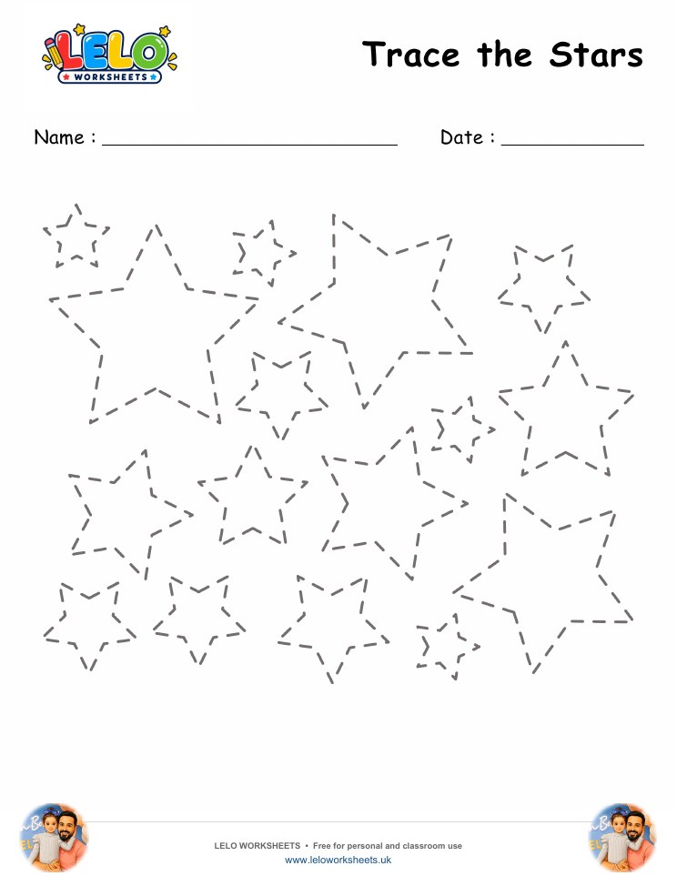 Tracing Stars Worksheet worksheet preview