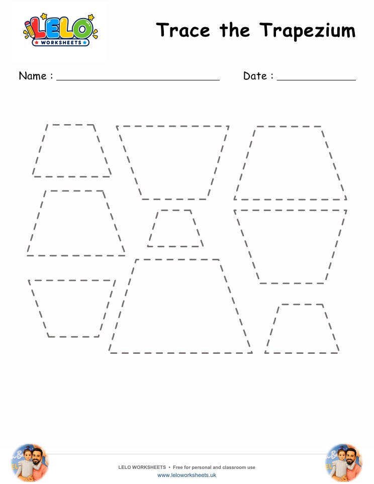 Tracing Trapezium Worksheet worksheet preview