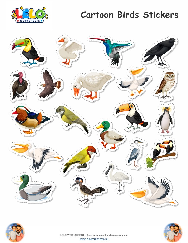 Birds Stickers worksheet preview