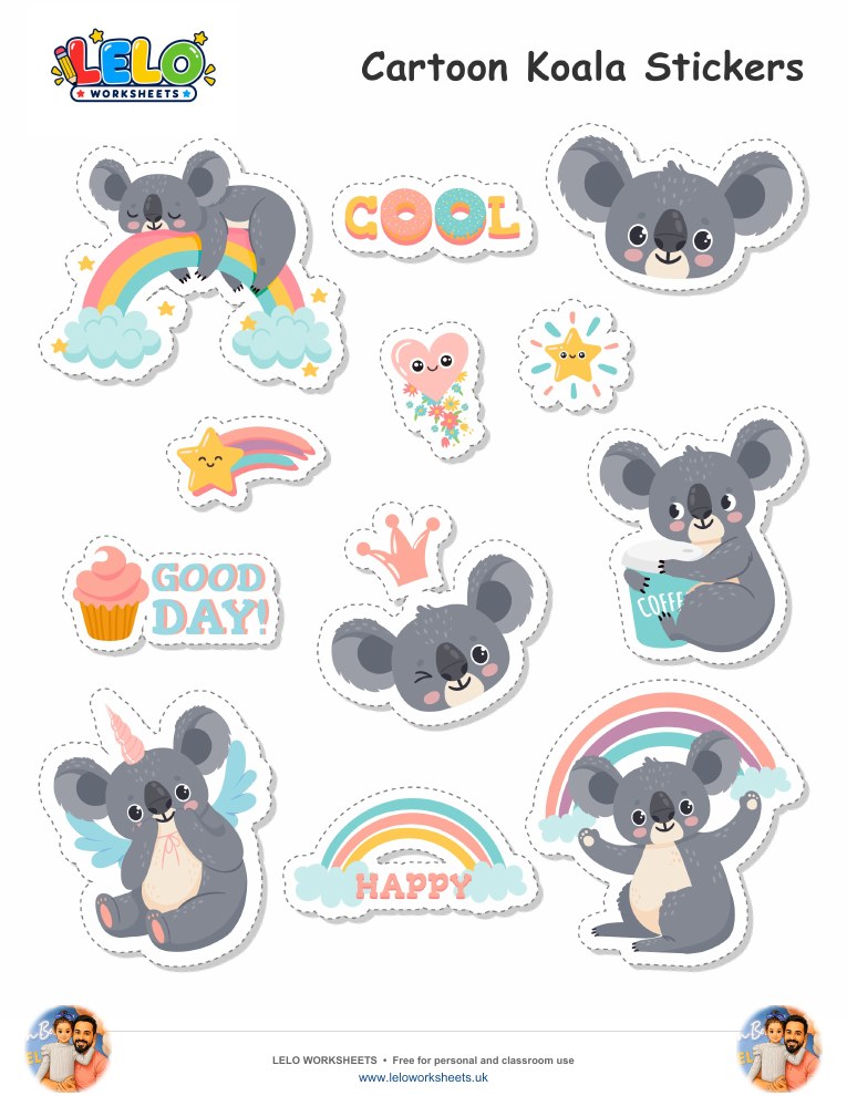 Koala Stickers worksheet preview