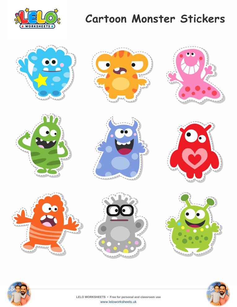 Monster Stickers worksheet preview