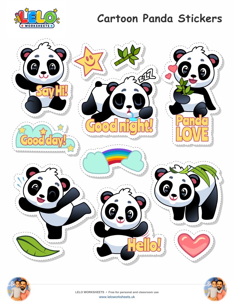 Panda Stickers worksheet preview