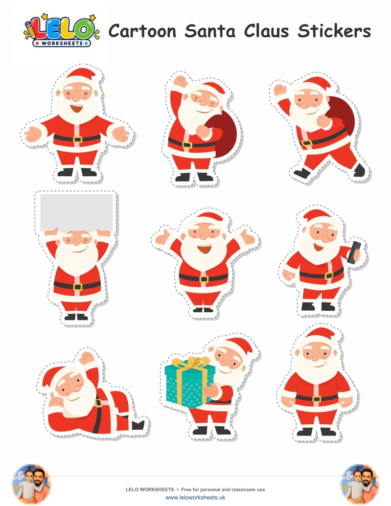 Santa Claus Stickers worksheet preview