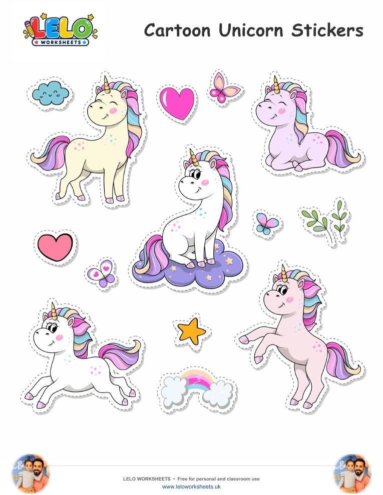 Unicorn Stickers worksheet preview