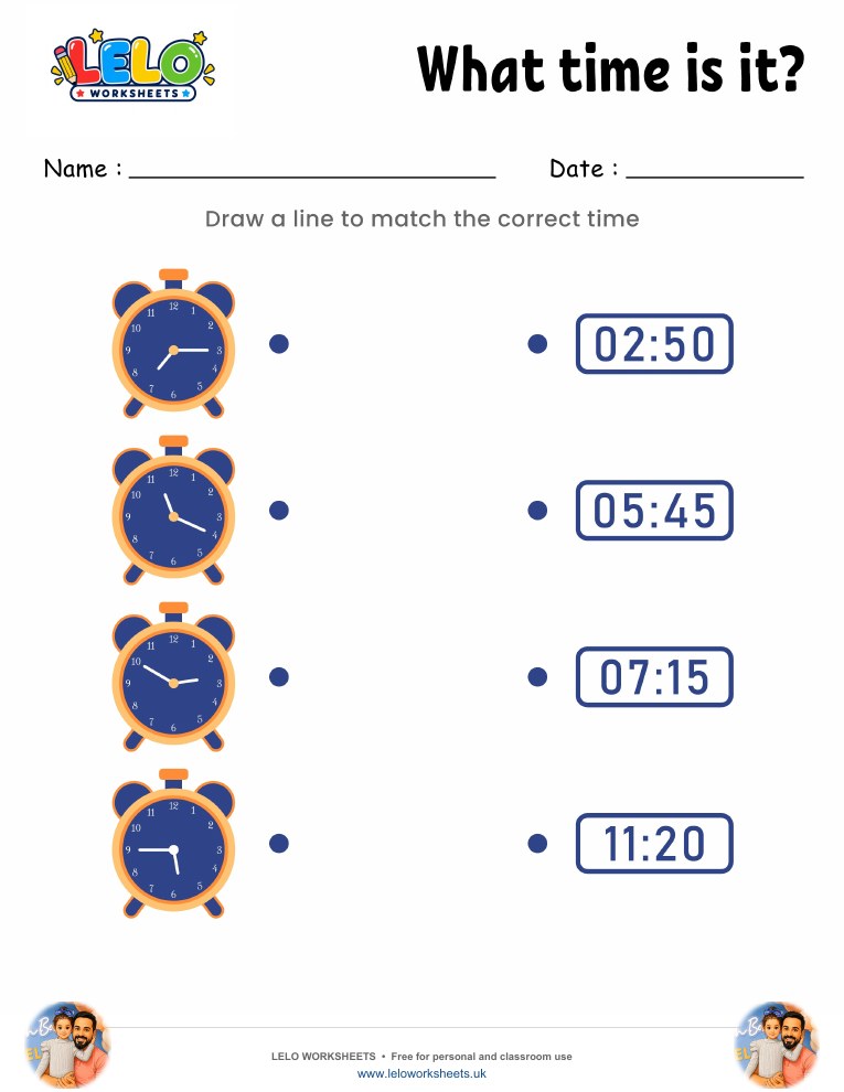 Match the Clock Worksheet 4 worksheet preview