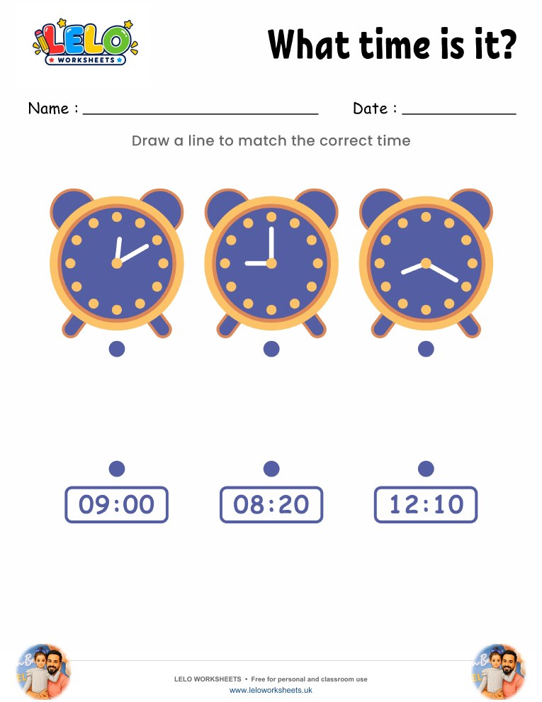 Match the Clock Worksheet 8 worksheet preview