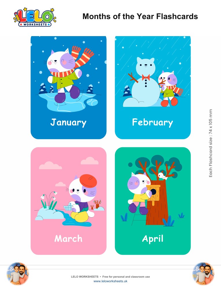 Months of the Year Flashcards worksheet preview